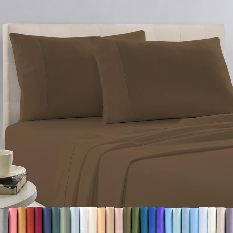 100% Cotton King Size Pillowcases 400 Thread Count Woody Brown (2 Count)