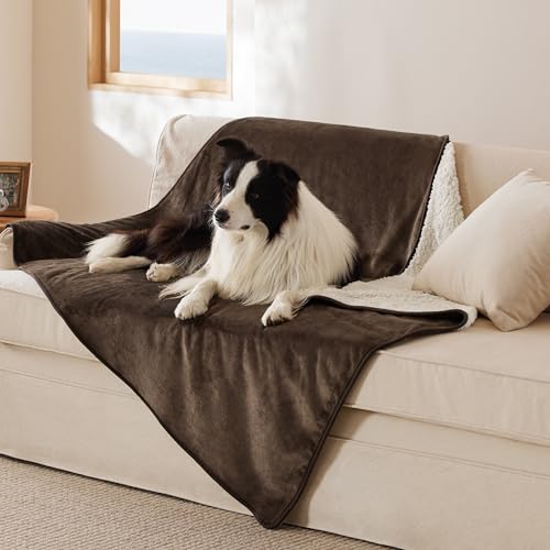 Waterproof Dog Blankets for Large Dogs Sherpa Fleece Throw