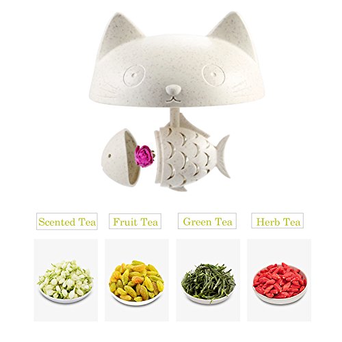 Cat Tea Cup Cute Mug Glass Pot with Fish Infuser for Loose Leaf Tea