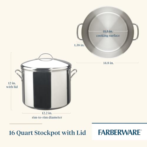 Classic Series Large Stainless Steel Induction 16 Quart Stock Pot with Lid