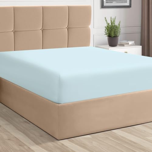 Queen Cotton Fitted Sheet 400 Thread Count Baby Blue