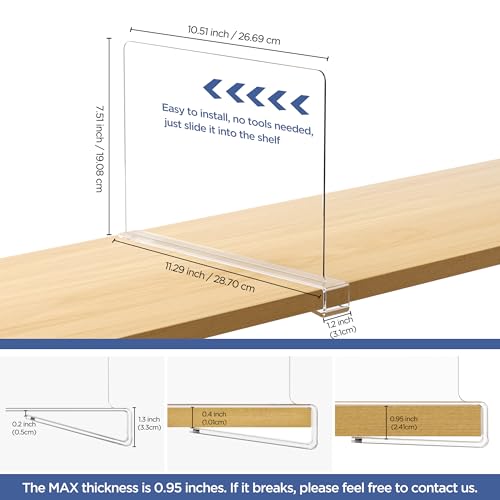 24 Pack Clear Shelf Dividers