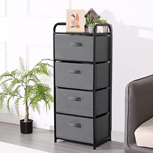 4 Drawer Fabric Dresser Tall Storage Tower