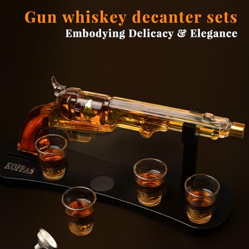 Luxury Gun Whiskey Decanter Set with 4 Glasses (5 Count)