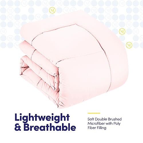 7 Piece Comforter Set Bag Solid Color All Season Soft Down Alternative Blanket & Luxurious Microfiber Bed Sheets