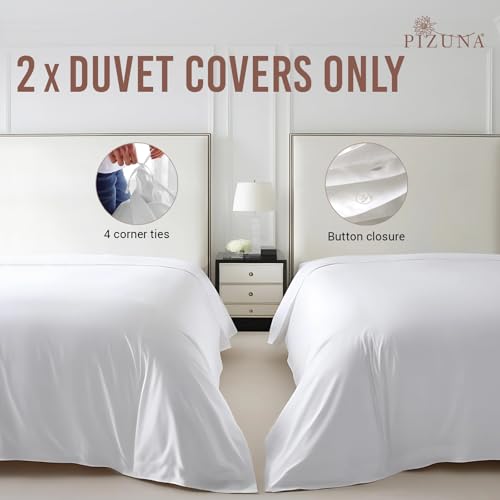 100% Cotton Twin Duvet Covers Set of 2 400 Thread Count White