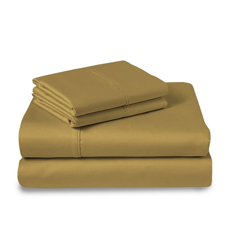 100% Cotton Sheets Set Full 400 Thread Count Mustard Gold