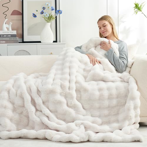 Faux Fur Throw Blanket for Couch