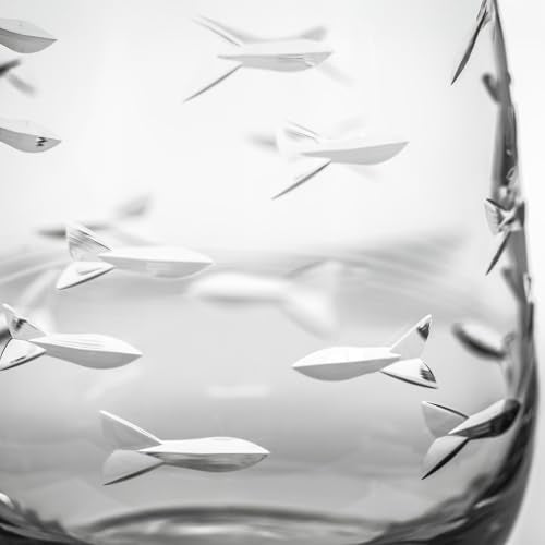 School of Fish Clear Stemless Wine Glass (2 Count)