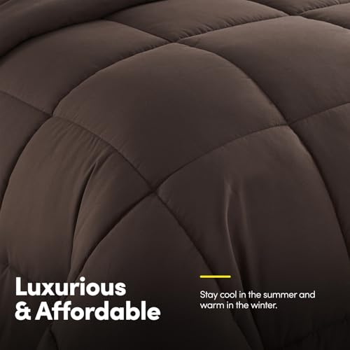 5 Piece Comforter Set Bag Solid Color All Season Soft Down Alternative Blanket & Luxurious Microfiber Bed Sheets