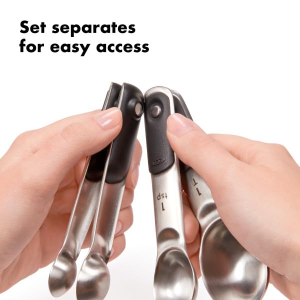 Good Grips 4 Piece Stainless Steel Measuring Spoons with Magnetic Snaps