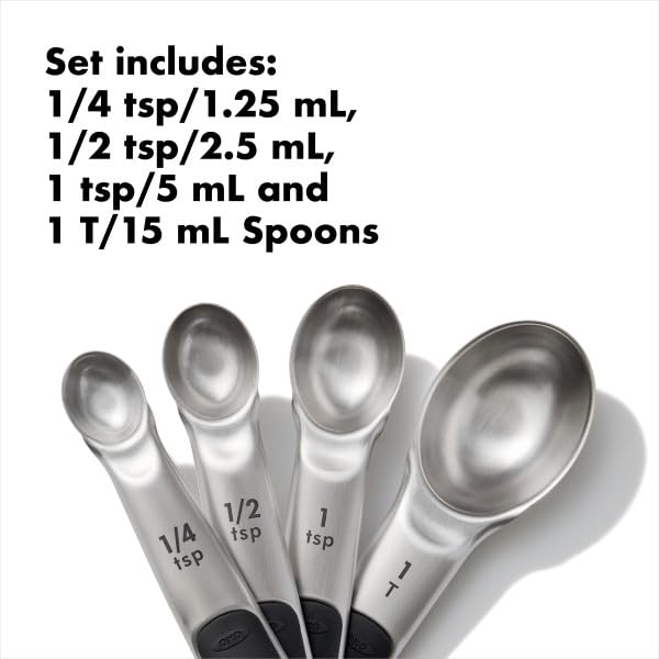 Good Grips 4 Piece Stainless Steel Measuring Spoons with Magnetic Snaps