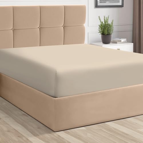 Queen Cotton Fitted Sheet 400 Thread Count Beige