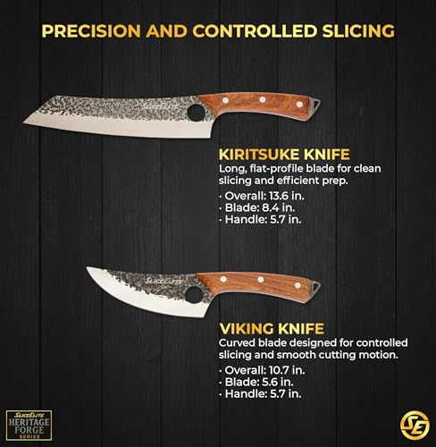 6PC Knife Set Leather Roll Cleaver Serbian Viking Boning Scimitar Kiritsuke (6 Count)