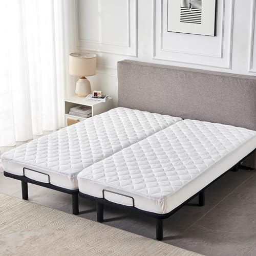 Waterproof Split Cal King Mattress Protector Pad for Adjustable Bed