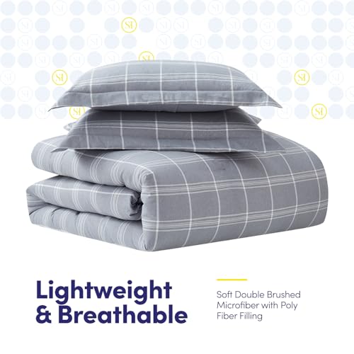 7 Piece Comforter Set Bag Solid Color All Season Soft Down Alternative Blanket & Luxurious Microfiber Bed Sheets (7 Count)