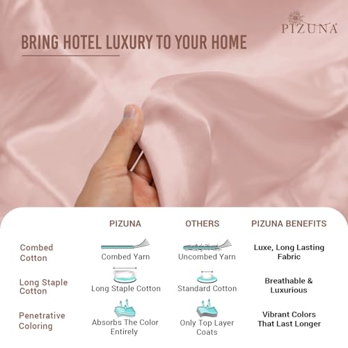 100% Cotton Queen Duvet Cover Set 400 Thread Count Light Pink