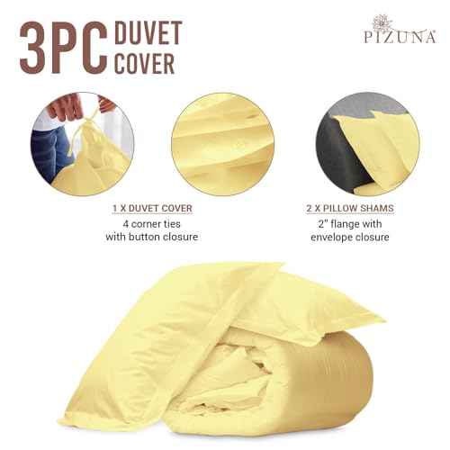 100% Cotton Queen Duvet Cover Set 400 Thread Count Mellow Yellow