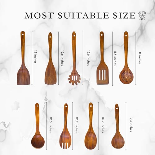 Teak Wooden Utensil Set (9 Count)