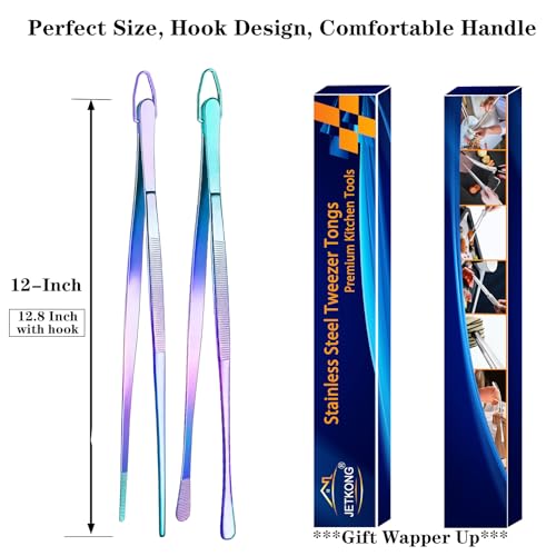 2 Pcs 12 Inch Culinary Tweezers Food Tweezers Kitchen Tweezer Tongs for Cooking (2 Count)