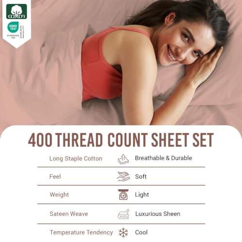 100% Cotton Sheets Set RV Queen 400 Thread Count Rose