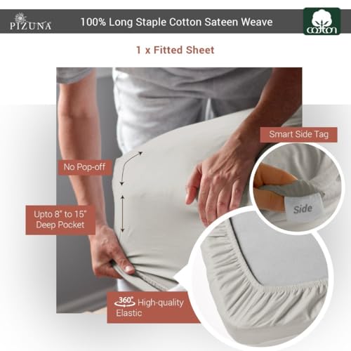 California King Cotton Fitted Sheet 400 Thread Count Ash Grey