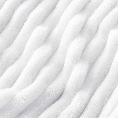 Full Size Fleece Blankets for Bed Bright White 84"x90"
