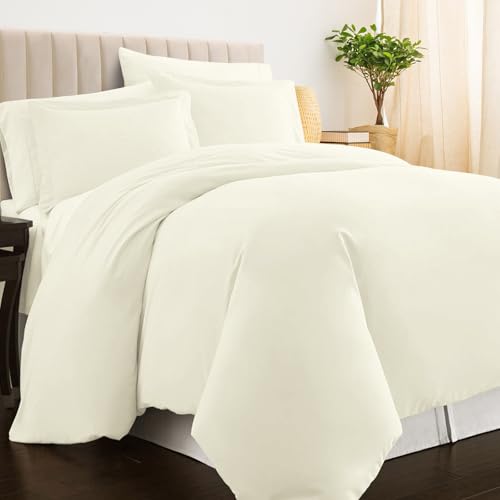 100% Cotton Full Duvet Cover Set 400 Thread Count Off White