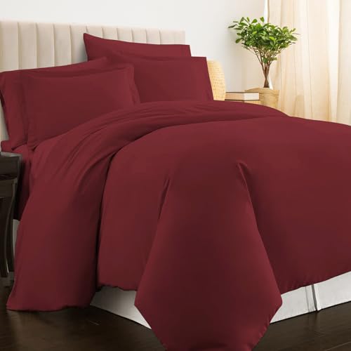100% Cotton Full Duvet Cover Set 400 Thread Count Rio Red