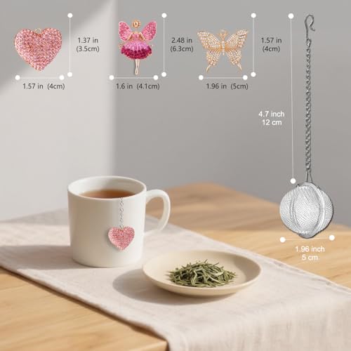 Tea Infusers for Loose Leaf Tea Steeper Tea Diffusers for Loose Tea Strainer Stainless Steel Tea Ball for Loose Tea Holder Tea Mesh Strainer Tea Filters with Pendant Fairy Butterfly