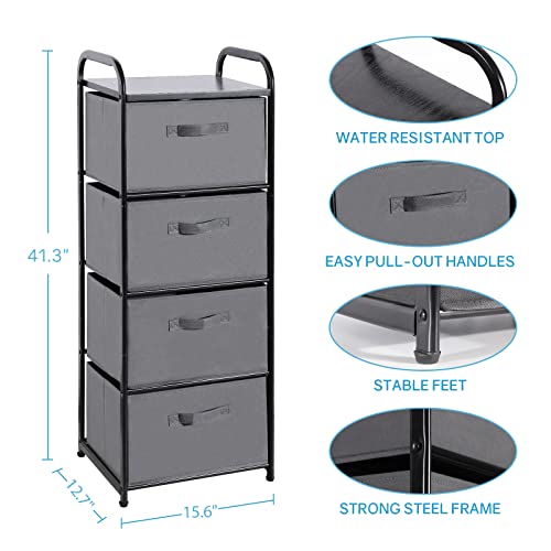 4 Drawer Fabric Dresser Tall Storage Tower