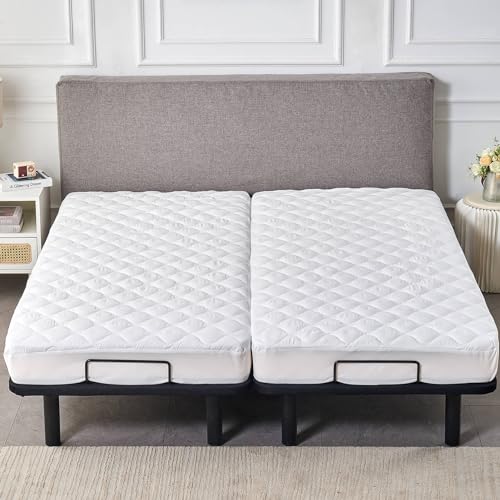Waterproof Split Cal King Mattress Protector Pad for Adjustable Bed