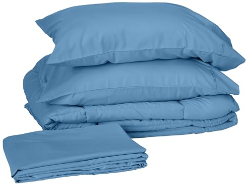 7 Piece Comforter Set Bag Solid Color All Season Soft Down Alternative Blanket & Luxurious Microfiber Bed Sheets