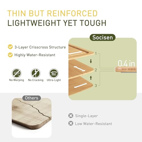 Lightweight Durable Bamboo Cutting Board Set with Non (3 Count)