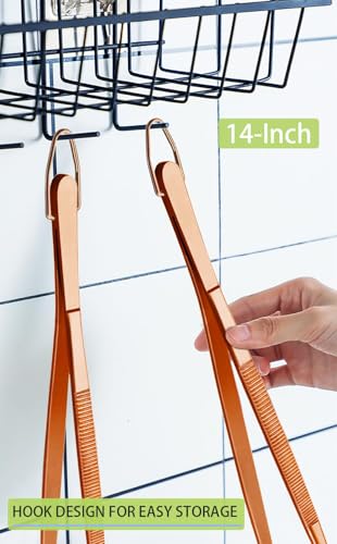 2 Pcs 14 Inch Kitchen Tweezers Extra Long Cooking Tweezer Tongs Stainless Steel Long Food Tweezers (2 Count)