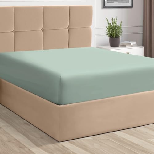 Queen Cotton Fitted Sheet 400 Thread Count Sea Foam