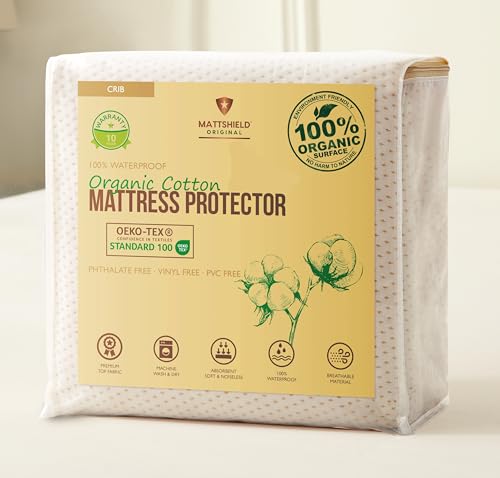 Deluxe Organic Cotton Percale Crib Mattress Protector Waterproof