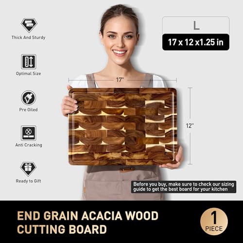 End Grain Cutting Board for Kitchen with Non