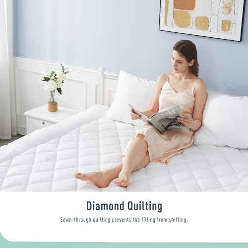 Queen Mattress Pad Cotton Quilted Cover 8