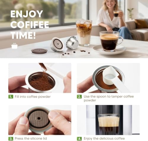 2PCS Stainless Steel Reusable Coffee Pods for Nespresso Vertuo