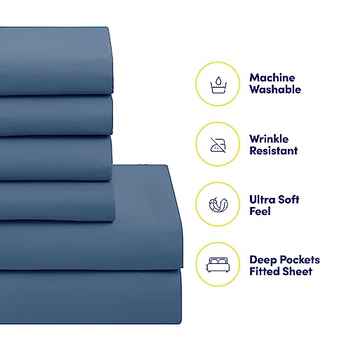 5 Piece Comforter Set Bag Solid Color All Season Soft Down Alternative Blanket & Luxurious Microfiber Bed Sheets (5 Count)
