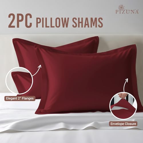 100% Cotton Standard Pillow Shams 400 Thread Count Rio Red (7.5 Count)