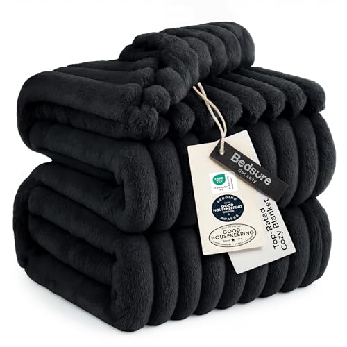 Soft Cal King Size Blanket for Bed Black 102"x96"