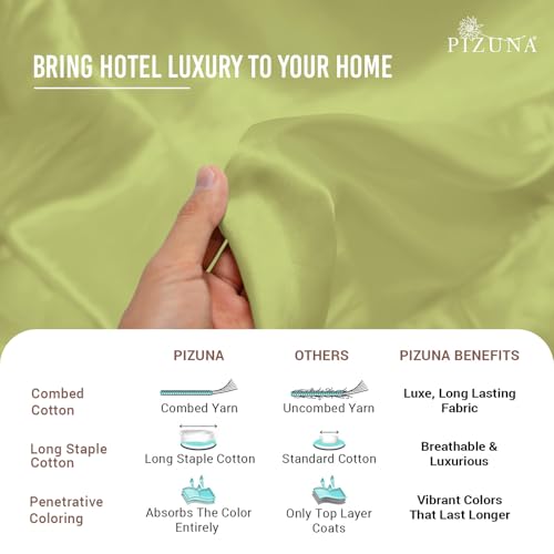 100% Cotton Queen Duvet Cover Set 400 Thread Count Light Green