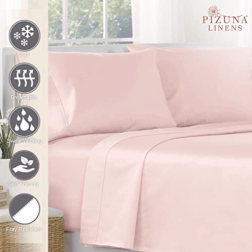 100% Cotton King Flat Sheet 400 Thread Count Light Pink