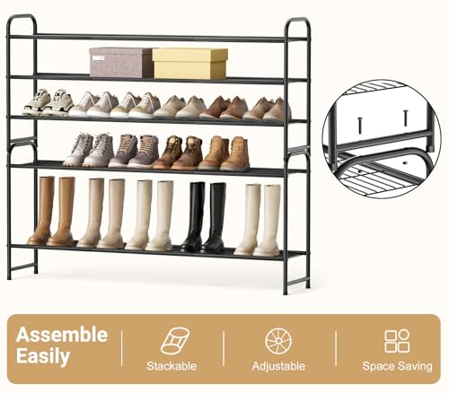 3 Tier Long Shoe Rack for Closet Metal Shoe Organizer for Entryway