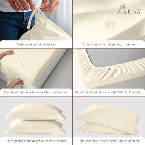 Cotton Full Duvet Cover + Sheet Set 400 Thread Count New Ivory