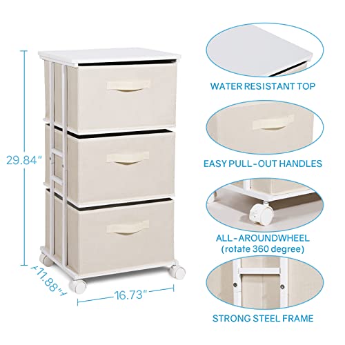 Dresser Tower with 3 Drawers for Bedroom