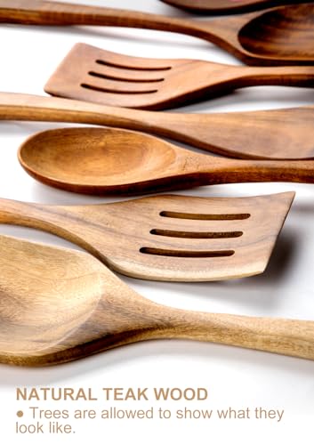 Wooden Cooking Utensils Set with Ceramic Holder (10 Count)
