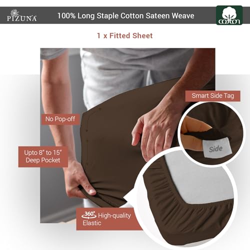 Full Cotton Fitted Sheet 400 Thread Count Dark Brown
